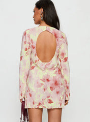 Odelie Long Sleeve Plisse Mini Dress Multi Floral