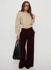 Jacynda Low Waist Wide Leg Corduroy Jeans Currant