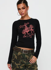 Rodeo Cowboy Long Sleeve Top Washed Wine