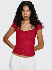 Transcendence Button Up Top Red