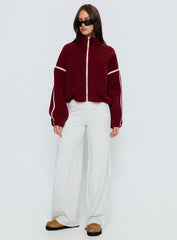 Sammee Polar Fleece Contrast Zip Through Jacket Red