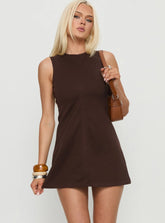Imalda Cut Out Mini Dress Chocolate