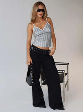 Baccarat Mid Rise Wide Leg Belted Jeans Black