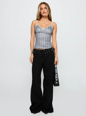 Baccarat Mid Rise Wide Leg Belted Jeans Black