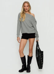 Hazle Stud Detail Off Shoulder Jumper Grey