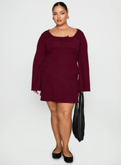 Sandyra Knit Mini Dress Maroon Curve