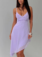 Secret Gardens Asymmetrical Midi Dress Purple