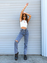 Intentions Straight Leg Knee Rip Denim Jean Eco