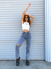 Intentions Straight Leg Knee Rip Denim Jean Eco