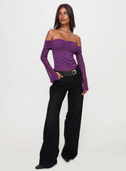 Wisterea Off Shoulder Long Sleeve Top Plum