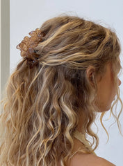 Radiant Beam Floral Hair Clip Brown
