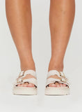 Ma Belle Sandals Cream Faux Suede