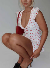 I Guess So Mini Dress White / Burgundy