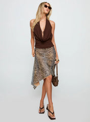 Diora Asymmetrical Midi Skirt Animal Print
