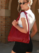 Neddy Faux Leather Bow Bag Red