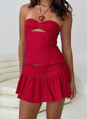 Tovie Frill Linen Blend Skort Red Polka