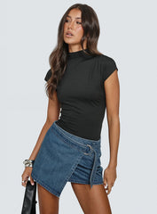 Elinora Wrap Mini Skirt Mid Blue Wash