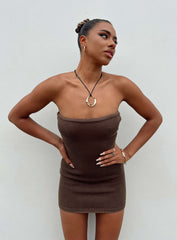 Flow Strapless Mini Dress Brown
