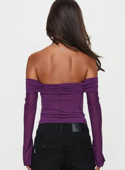 Wisterea Off Shoulder Long Sleeve Top Plum