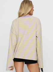 Settle Down Long Sleeve Top Lilac / Lemon Stripe