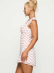 I Guess So Mini Dress White / Burgundy