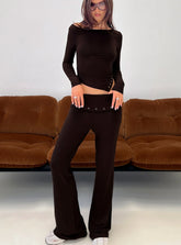 Wynna Eyelet Foldover Pants Chocolate