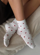 Sweet Heart Socks White Red