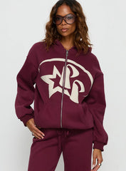 Princess Polly Stargirl Zip Through Jumper Burgundy