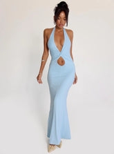 No Hard Feelings Twist Maxi Dress Blue