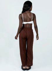 Louis Linen Blend Pants Brown