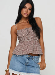 Ansilin Top Brown Check