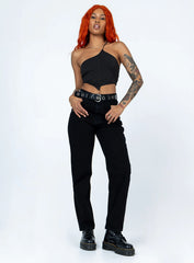 Raquelle Straight Leg Denim Jeans Black