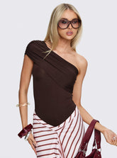 Celyra One Shoulder Bodysuit Chocolate