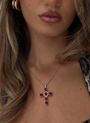 Jacintha Necklace Gold Red