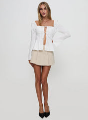Lilibette Tie Up Long Sleeve Top White