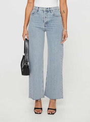 Fawcett High Rise Straight Leg Jeans Light Blue Wash