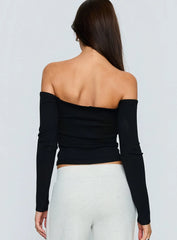 Ellaina Off Shoulder Long Sleeve Top Black