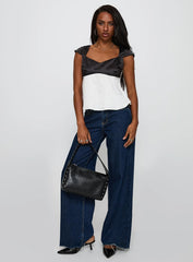 Think About It Cap Sleeve Top Black / White