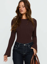 Mayok Long Sleeve Bodysuit Brown
