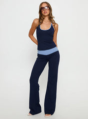Kobee Jersey Flare Pants Navy / Light Blue