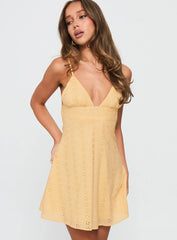 Reflections Anglaise Mini Dress Yellow