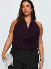 Carefree Days Cowl Neck Top Purple Curve