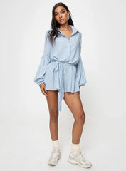 Megz Long Sleeve Romper Blue