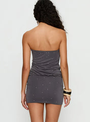 Belia Mini Dress Diamante Dark Grey