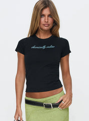 Chronically Online Graphic Top Black