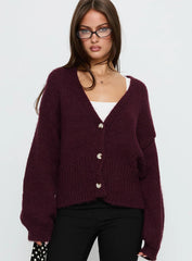 Yasmyn Knit Cardigan Burgundy