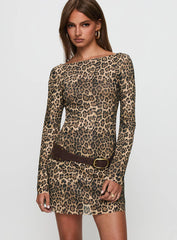 Lukea Long Sleeve Mini Dress Leopard