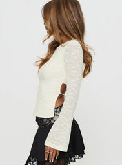 Shellee Long Sleeve Tie Back Top Cream
