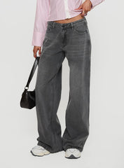 Ramos Low Rise Wide Leg Jeans Grey Wash