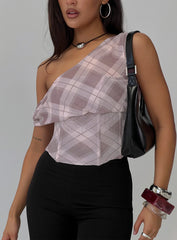 Amabelle Corset Draped Top Multi Plaid